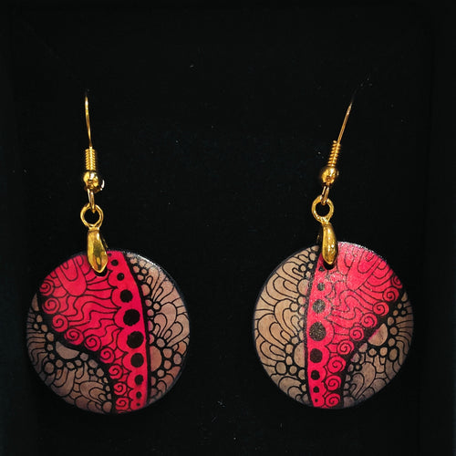 Round dome drop earrings #12- Helen Kuster