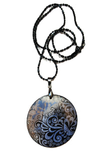 Hand drawn round pendant #18- Helen Kuster