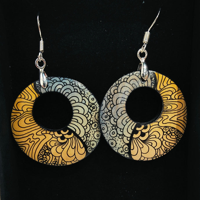 Hand drawn earring drops with hole #19 - Helen Kuster