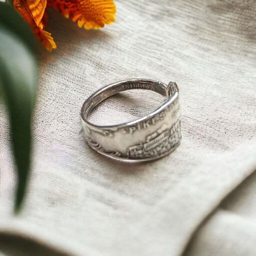 Vintage Sterling Silver Pikes Peak Souvenir Spoon ring - size O