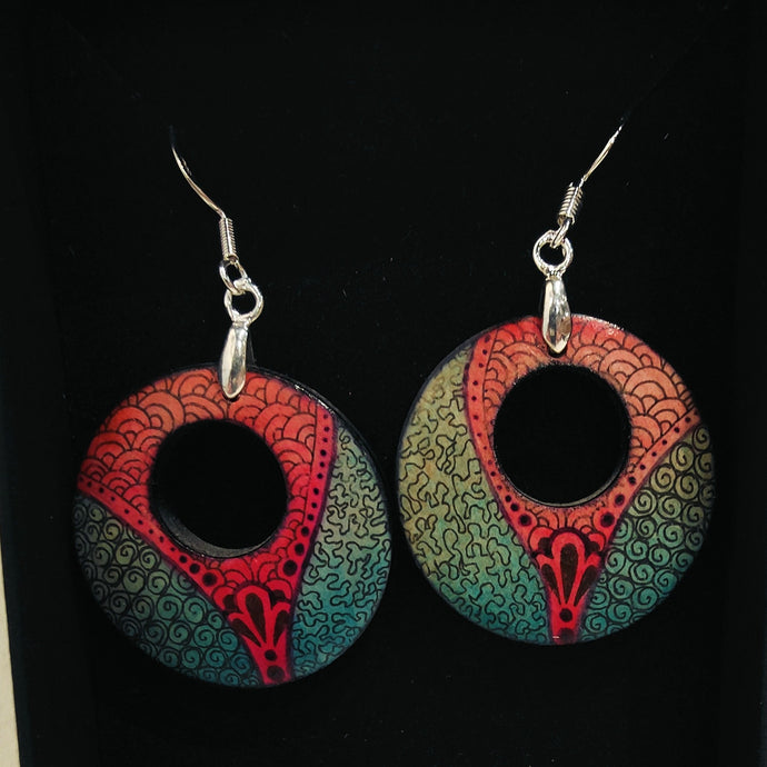 Hand drawn earring drops with hole #20 - Helen Kuster