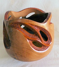 Carved and Textured Vase - wooden sculpture