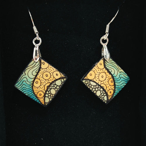 Small square drop earrings #7 - Helen Kuster