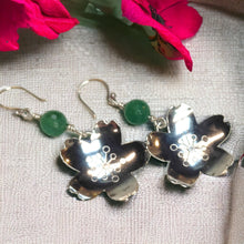 Load image into Gallery viewer, Vintage Blossom and Aventurine spoon earrings