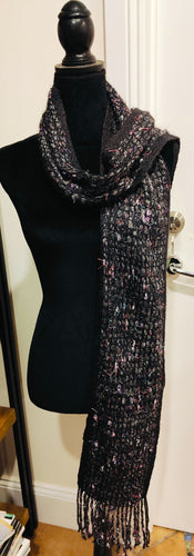 Black speckle scarf - wool and mohair - Elaine Wood