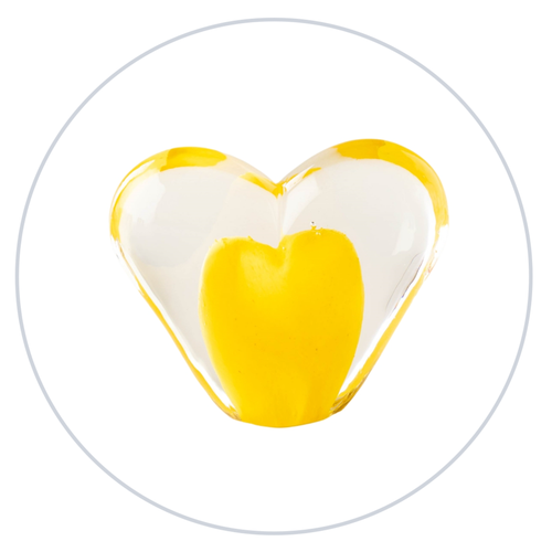 Large Glass Heart - Canary Yellow - Tim Shaw Glass Artist