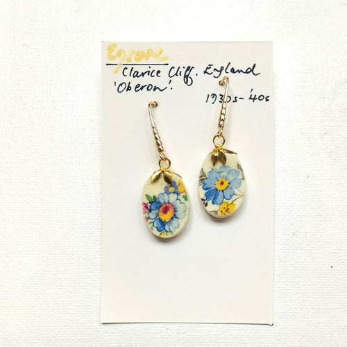 Upcycled Vintage Porcelain Earrings - Clarice Cliff 'Oberon' - Dianne Averis