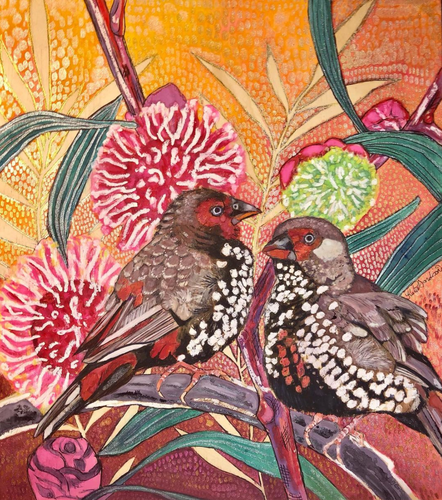 Greeting Card - Fireball Finches  - Katie Sandison