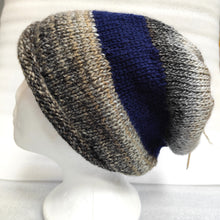 Load image into Gallery viewer, Hand knitted tri coloured slouch hat #118 - Loris Abercrombie