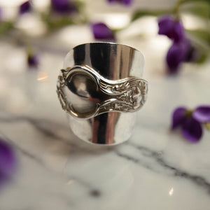 1904 Antique Violet Sterling silver Spoon Ring - size R