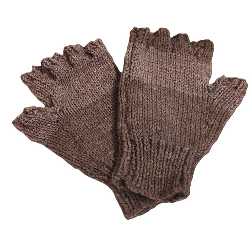Hand knitted fingerless gloves - Mauve- Helen Brook