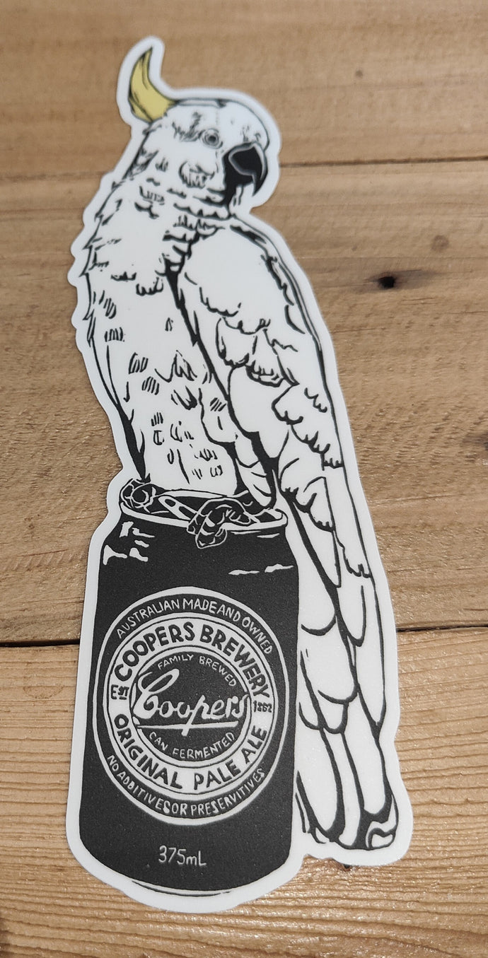 Thirsty Bird Sticker - Sulphur Crested Cockatoo & Coopers Original Pale Ale - Sienna Blok