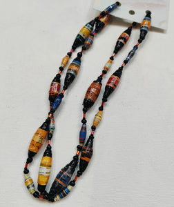 Handmade paper bead necklace #5 - 76cm - Noelene Forbes