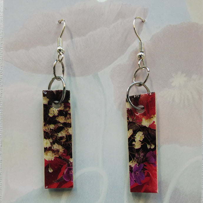 Japanese paper earrings - rectangle - Noelene Forbes