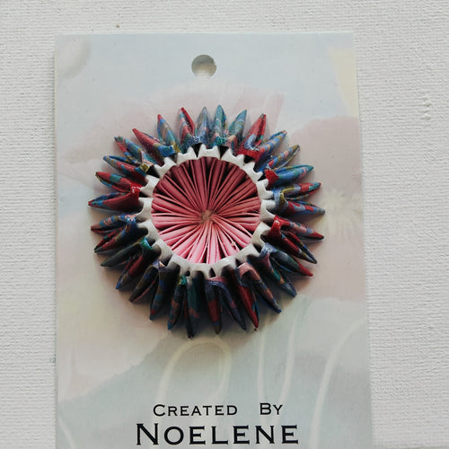 Origami Sunburst Brooch - Pink centre - Noelene Forbes