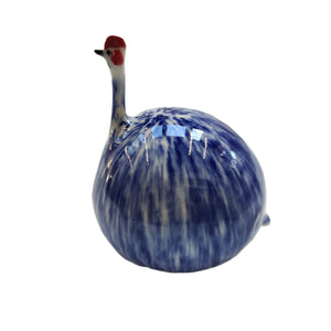 Large Stoneware Quirky Guinea Fowl - Cobalt Glaze - Marjorie Molyneux