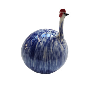 Large Stoneware Quirky Guinea Fowl - Cobalt Glaze - Marjorie Molyneux