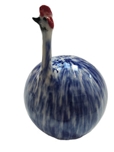 Large Stoneware Quirky Guinea Fowl - Cobalt Glaze - Marjorie Molyneux