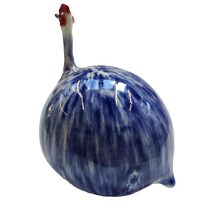 Large Stoneware Quirky Guinea Fowl - Cobalt Glaze - Marjorie Molyneux