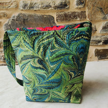 Load image into Gallery viewer, Peacock with red flower detail fabric shoulder bag - Pen Morrison