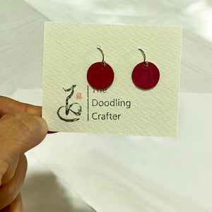 Leather Earrings - Red circle - Kendra Chang