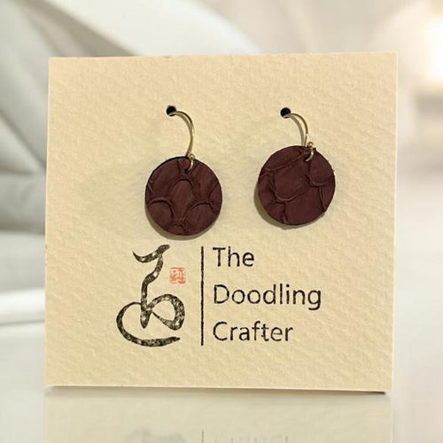 Leather Earrings - Chocolate  circle - Kendra Chang