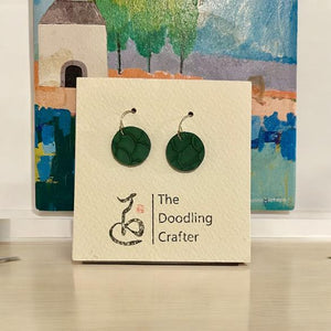 Leather Earrings - Green circle - Kendra Chang