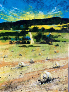 Round Hay Bales, Uraidla- Acrylic on canvas- Chris Badenoch