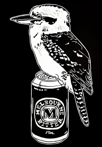 Thirsty Bird Mini Print - Kookaburra & Melbourne Bitter- Sienna Blok