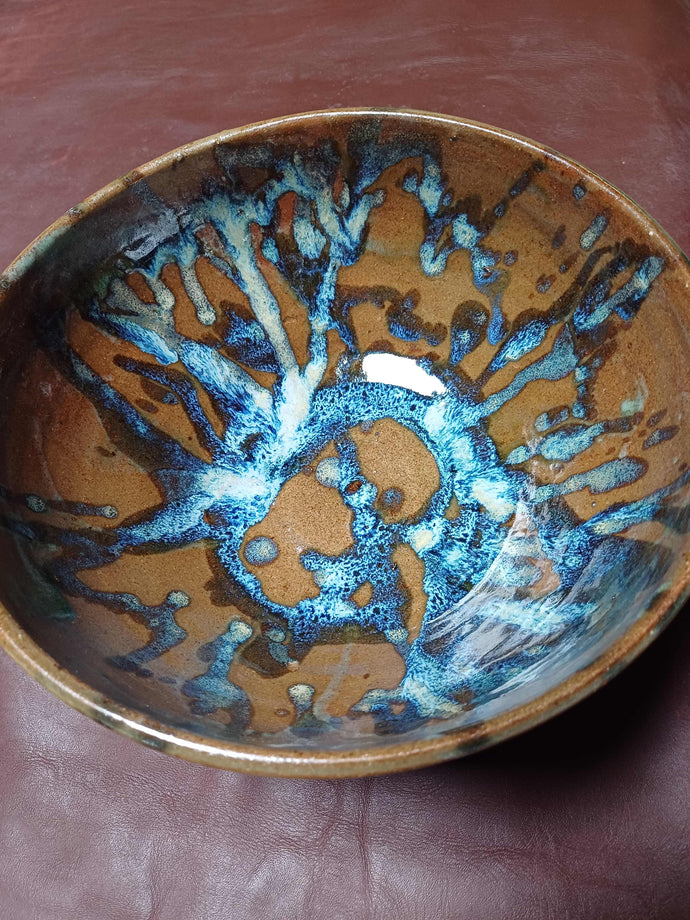 Large Organic Bowl with Blue Splash - Tatty K