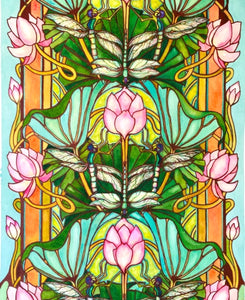 Greeting Card - Lotus & Dragon Flies- Ingrid Mangan