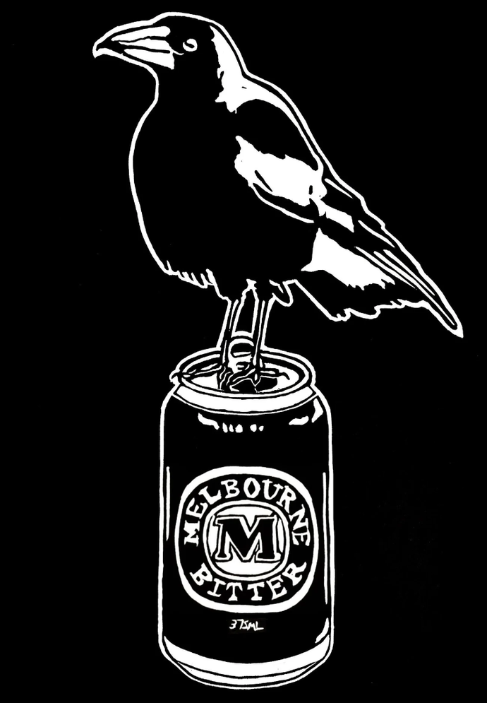 Thirsty Bird Mini Print - Magpie & Melbourne Bitter Beer -  Sienna Blok