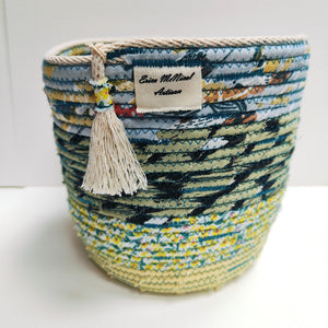 Rope and Fabric Basket - Medium - Yellow  Base - Erica McNicol