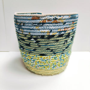 Rope and Fabric Basket - Medium - Yellow  Base - Erica McNicol