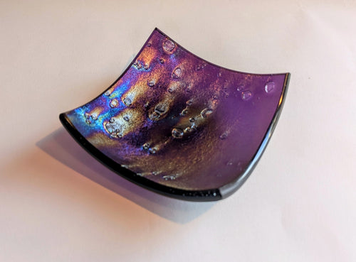 Square kobachi-style bowl - Purple Rain (contains gold)- Christine Byrne