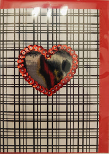 Valentine's Day Card - Black and white with sequined heart - Lorraine Lee