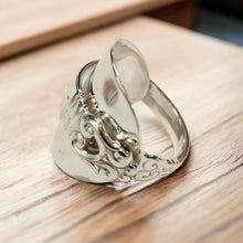 Load image into Gallery viewer, Royal Danish Shield Spoon Ring - Size S - Silver Rose Jewellery