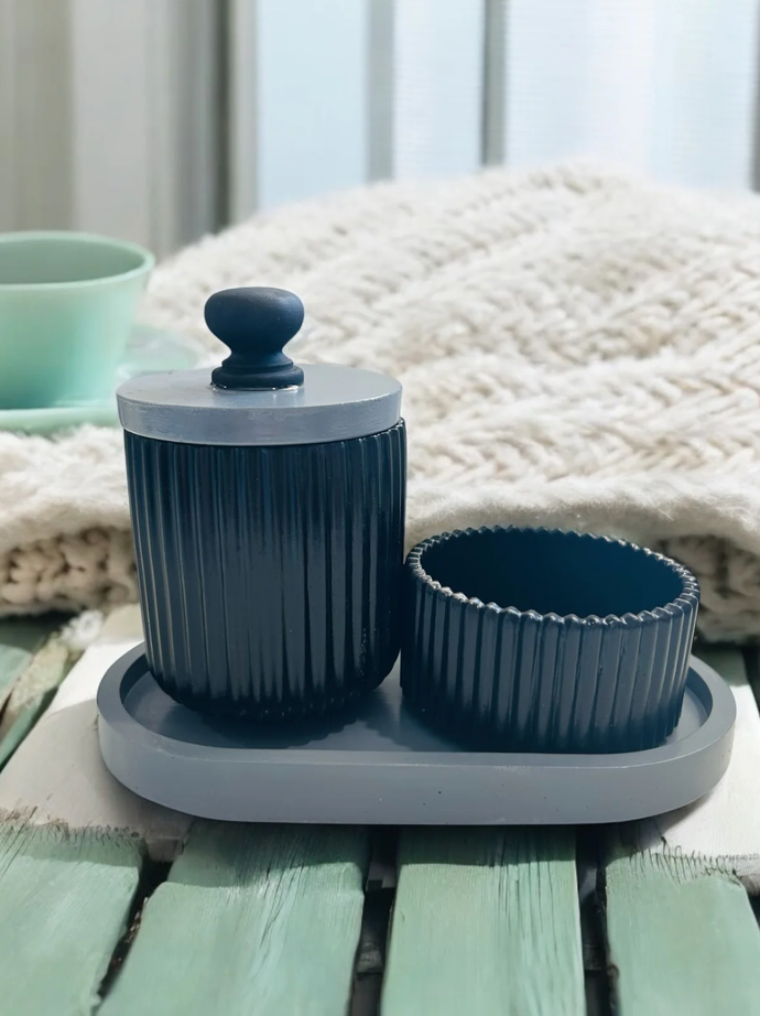 Bathroom set - Black and Teal - Gone Dotty