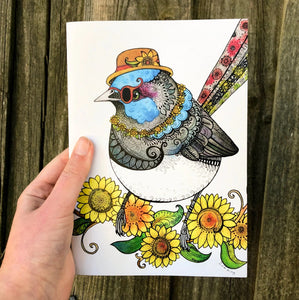 Spring Sketchbook- Blue Wren - Zinia King