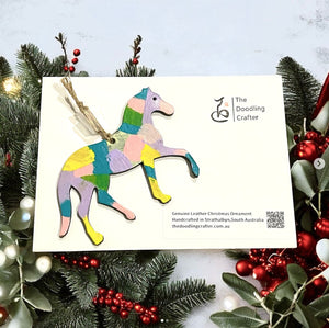 Hand painted leather Christmas Ornament - Horse- Kendra Chang