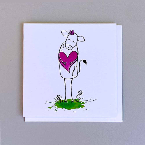 Greeting Card - Thinking of Moo! - Periwinkle Illustrations