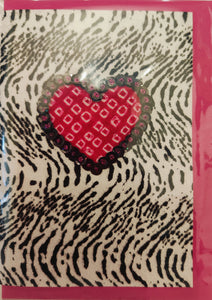 Valentine's Day Card - animal print with sequined heart - Lorraine Lee