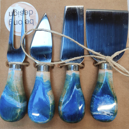 Art Resin Cheese Knife Set - Blue and White - Belong Design