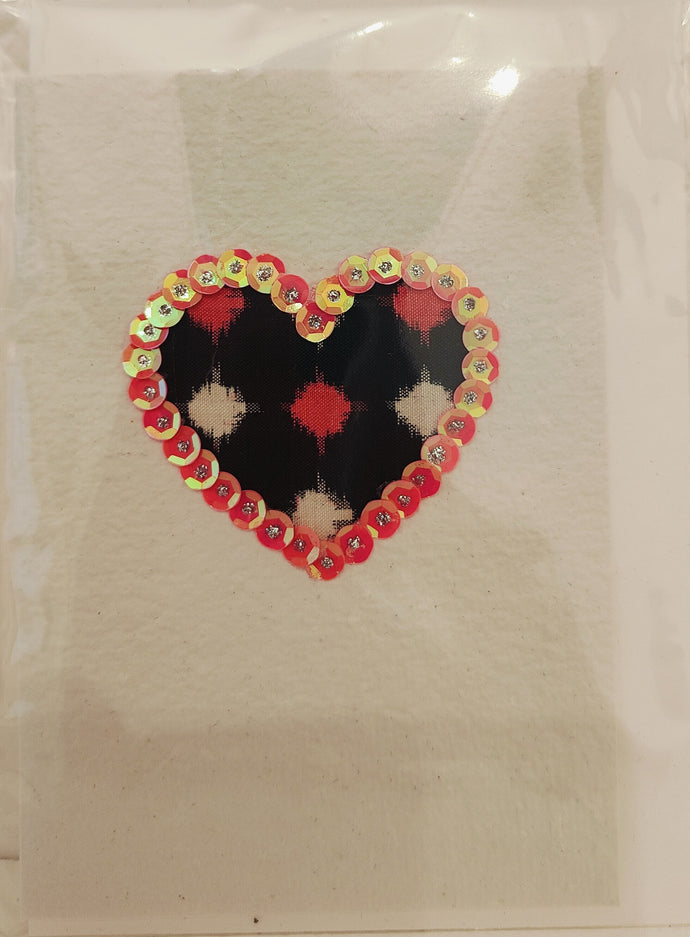 Valentine's Day Card - Cream with sequined heart - Lorraine Lee