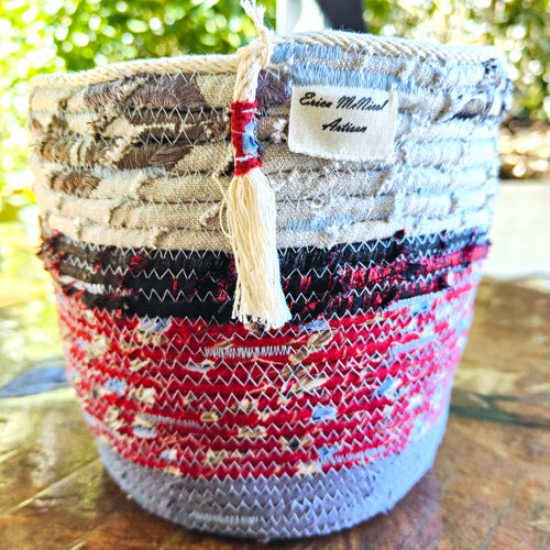 Rope and Fabric Basket - Medium - Grey base - Erica McNicol