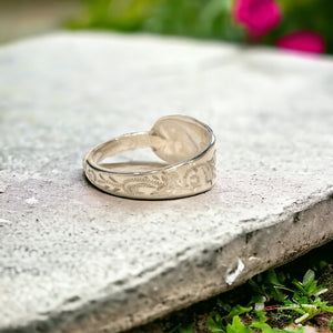 Sheffield (1913) sterling silver spoon ring - size O - Silver Rose Jewellery