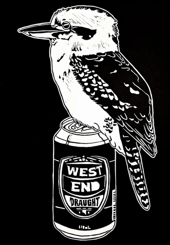 Thirsty Bird A4 Print - Kookaburra & West End Draught - Sienna Blok