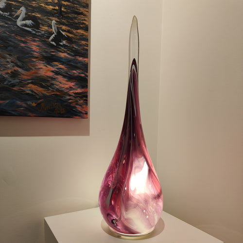 Magenta Swirl Flame Light - Tim Shaw Glass Artist