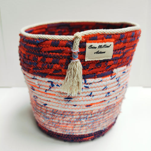 Rope and Fabric Basket - Medium - Navy Blue Base - Erica McNicol