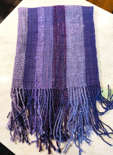 Hand woven and hand spun Mohair and Wool Wrap/ Knee Rug - Purple - Elaine Wood